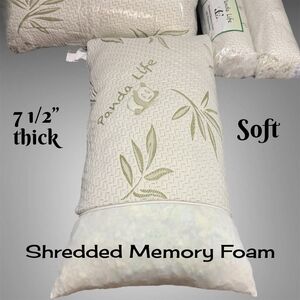 Bamboo #265 Pillow 7.5" Shredded Memory Foam NEW Zip Cover Costco
